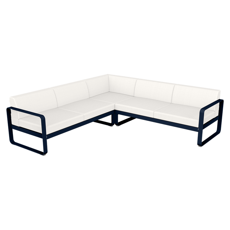 Load image into Gallery viewer, Fermob Bellevie modular sofa Composition 2– Deep Blue frame with Pearl fabric cushions
