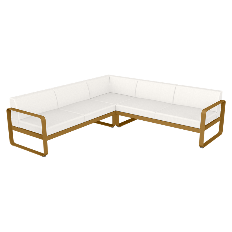 Load image into Gallery viewer, Fermob Bellevie modular sofa Composition 2– Gingerbread frame with Pearl fabric cushions
