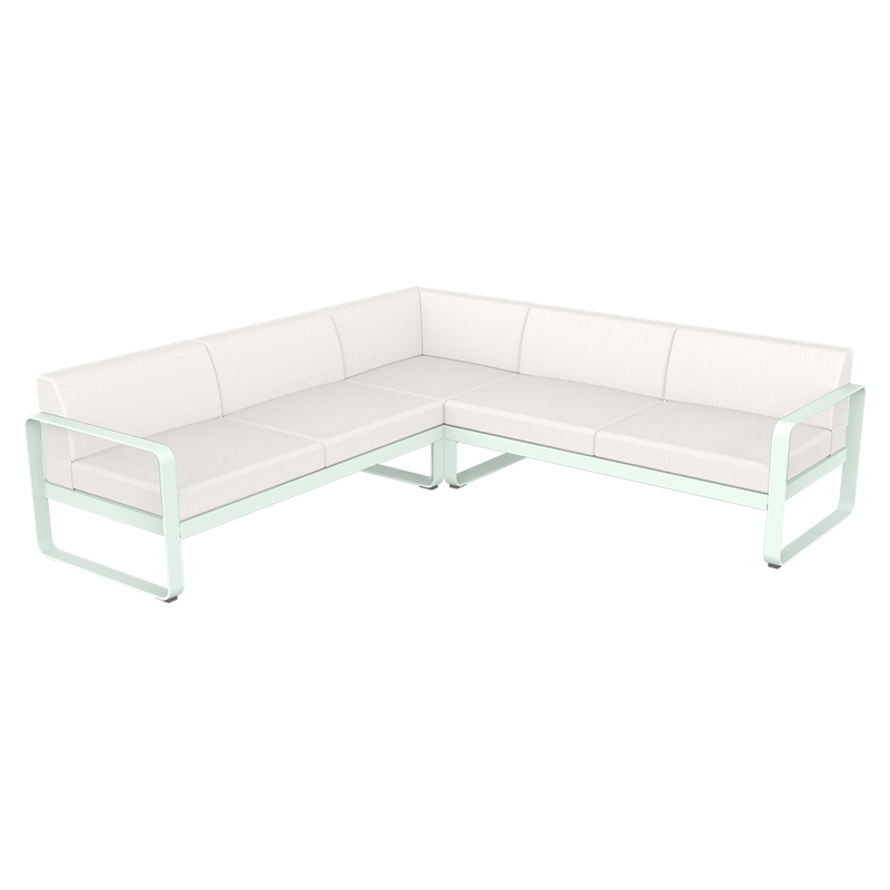 Load image into Gallery viewer, Fermob Bellevie modular sofa Composition 2– Ice Mint frame with Pearl fabric cushions
