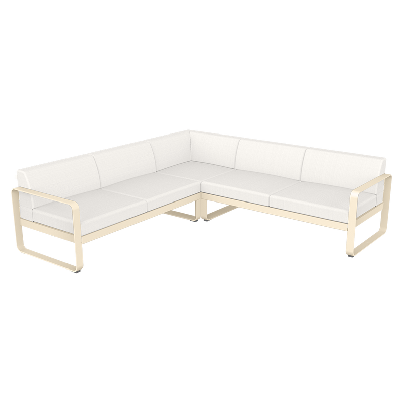 Load image into Gallery viewer, Fermob Bellevie modular sofa Composition 2– Latte Beige frame with Pearl fabric cushions
