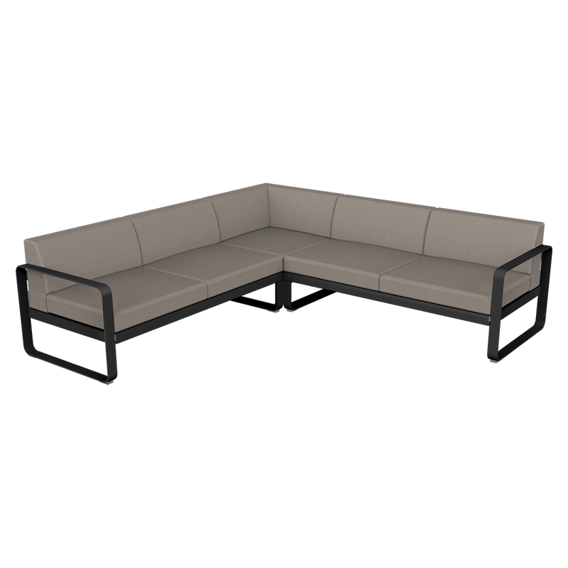 Load image into Gallery viewer, Fermob Bellevie modular sofa Composition 2– Liquorice frame with Grey Taupe fabric cushions

