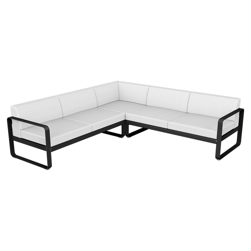 Load image into Gallery viewer, Fermob Bellevie modular sofa Composition 2– Liquorice frame with Off-White fabric cushions
