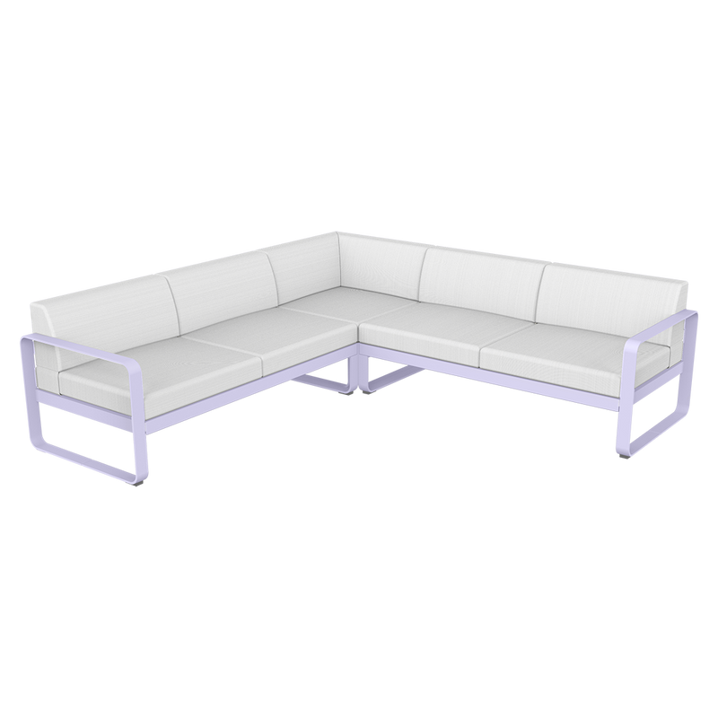 Load image into Gallery viewer, Fermob Bellevie modular sofa Composition 2– Marshmallow frame with Off-White fabric cushions
