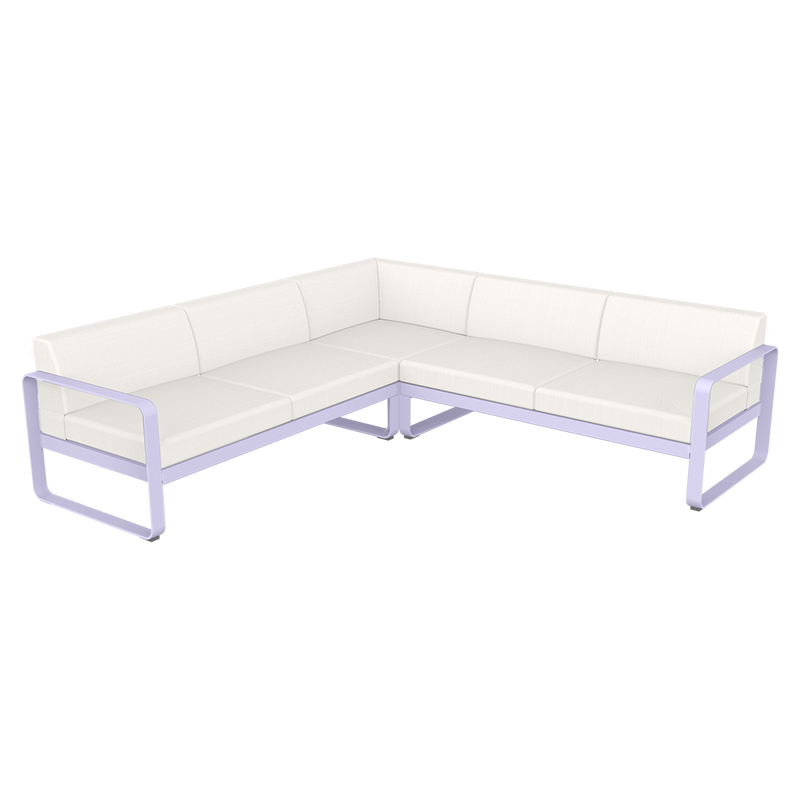 Load image into Gallery viewer, Fermob Bellevie modular sofa Composition 2– Marshmallow frame with Pearl fabric cushions
