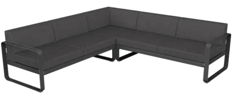 Load image into Gallery viewer, Fermob Bellevie Composition 2 outdoor lounge sofa set in antracite grey with modular seating and modern design.
