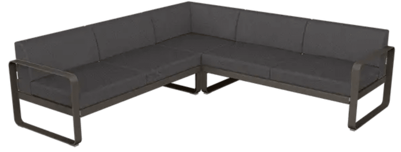 Load image into Gallery viewer, Fermob Bellevie Composition 2 outdoor lounge sofa set with graphite grey cushions and modular design, ideal for outdoor seating.
