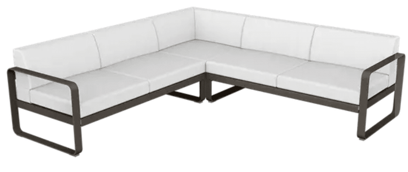 Load image into Gallery viewer, Fermob Bellevie Composition 2 outdoor sofa set with off-white cushions and modular design, perfect for stylish outdoor lounging.
