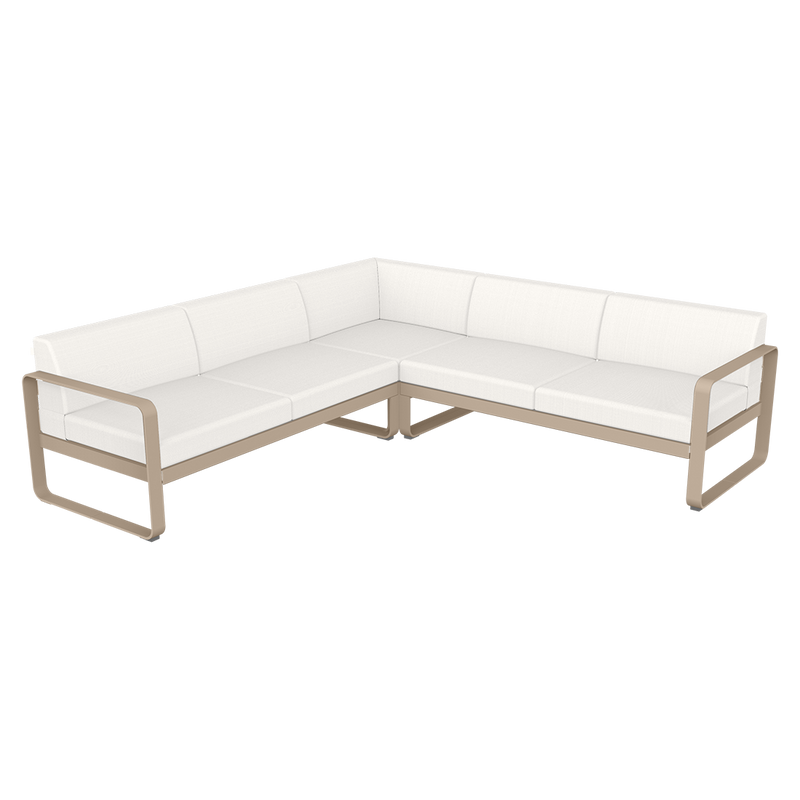 Load image into Gallery viewer, Fermob Bellevie modular sofa Composition 2– Nutmeg frame with Pearl fabric cushions

