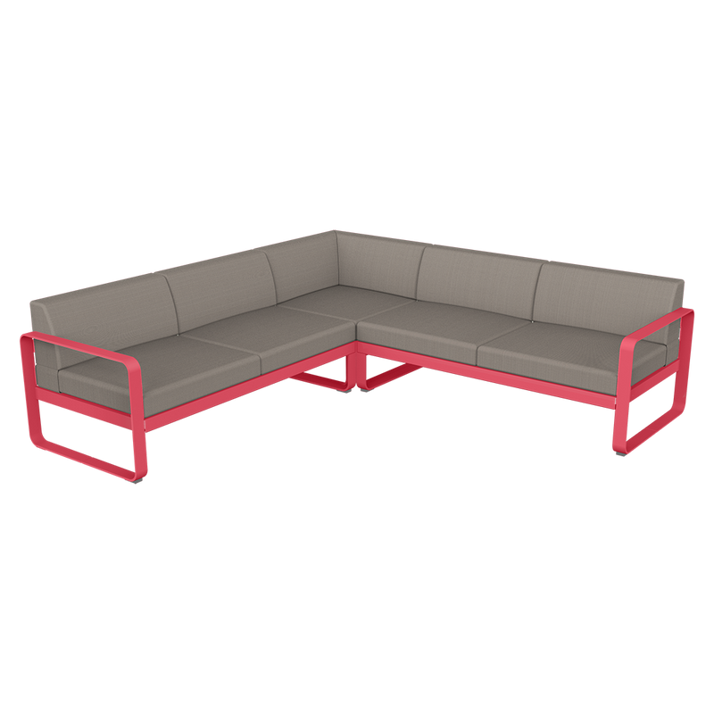 Load image into Gallery viewer, Fermob Bellevie modular sofa Composition 2– Rosalie frame with Grey Taupe fabric cushions
