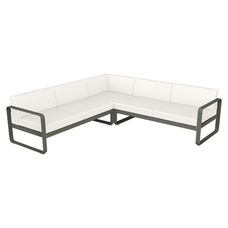 Load image into Gallery viewer, Fermob Bellevie modular sofa Composition 2– Rosemary frame with Pearl fabric cushions

