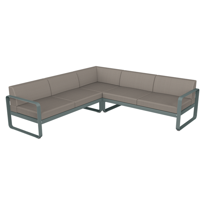 Load image into Gallery viewer, Fermob Bellevie modular sofa Composition 2– Storm Grey frame with Grey Taupe fabric cushions
