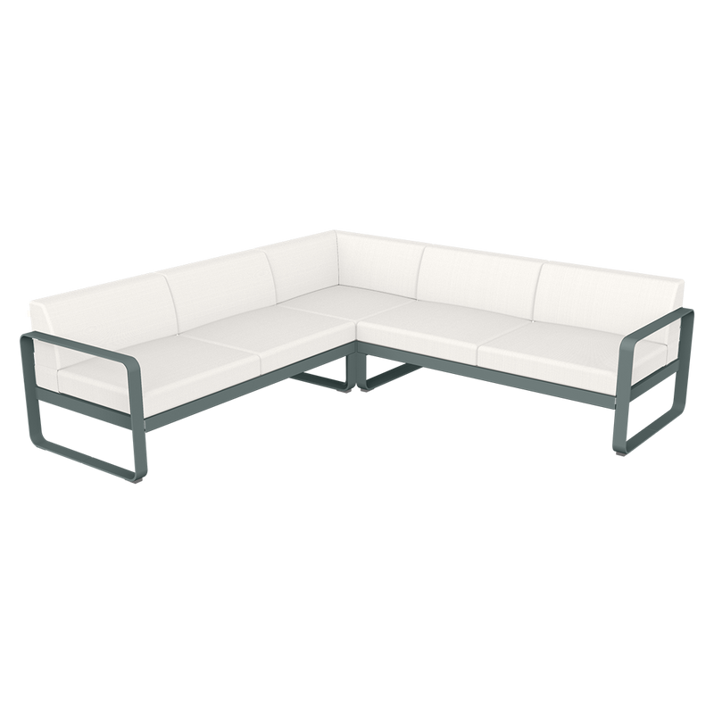Load image into Gallery viewer, Fermob Bellevie modular sofa Composition 2– Storm Grey frame with Pearl fabric cushions
