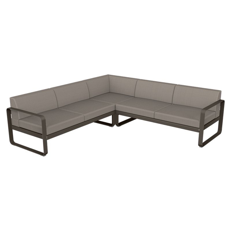 Load image into Gallery viewer, Fermob Bellevie modular sofa Composition 2– Tonka frame with Grey Taupe fabric cushions
