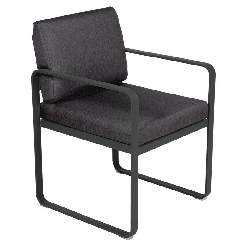 Load image into Gallery viewer, Fermob Bellevie dining armchair– Anthracite frame with Graphite Grey fabric cushions
