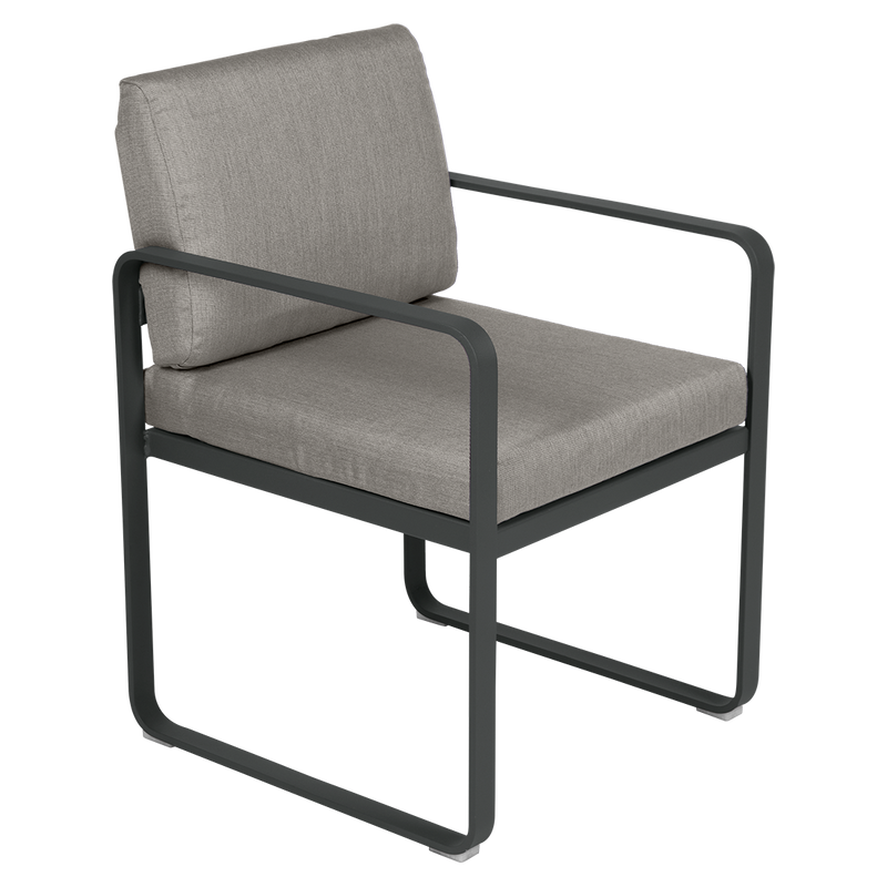 Load image into Gallery viewer, Fermob Bellevie dining armchair– Anthracite frame with Grey Taupe fabric cushions
