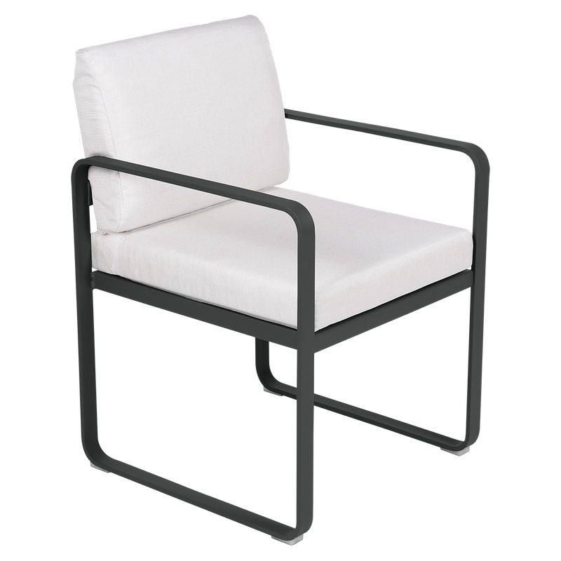 Load image into Gallery viewer, Fermob Bellevie dining armchair– Anthracite frame with Off-White fabric cushions
