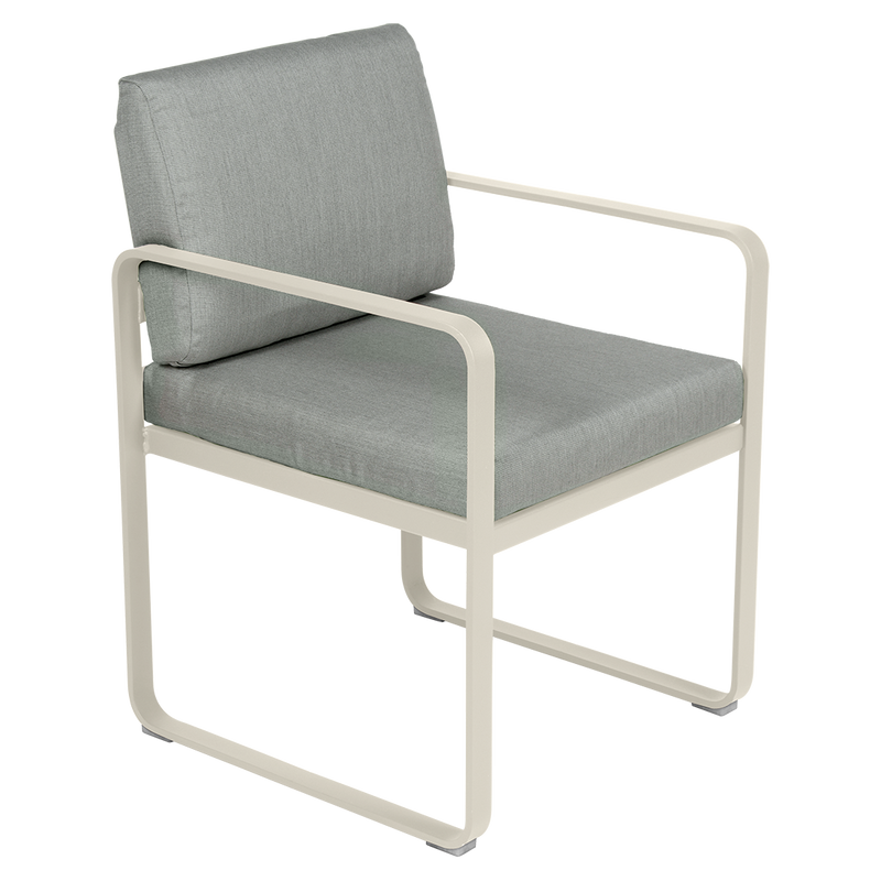 Load image into Gallery viewer, Fermob Bellevie dining armchair– Clay Grey frame with Flannel Grey fabric cushions
