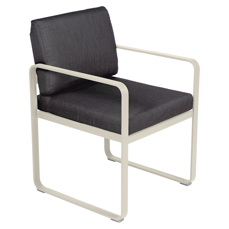 Load image into Gallery viewer, Fermob Bellevie dining armchair– Clay Grey frame with Graphite Grey fabric cushions
