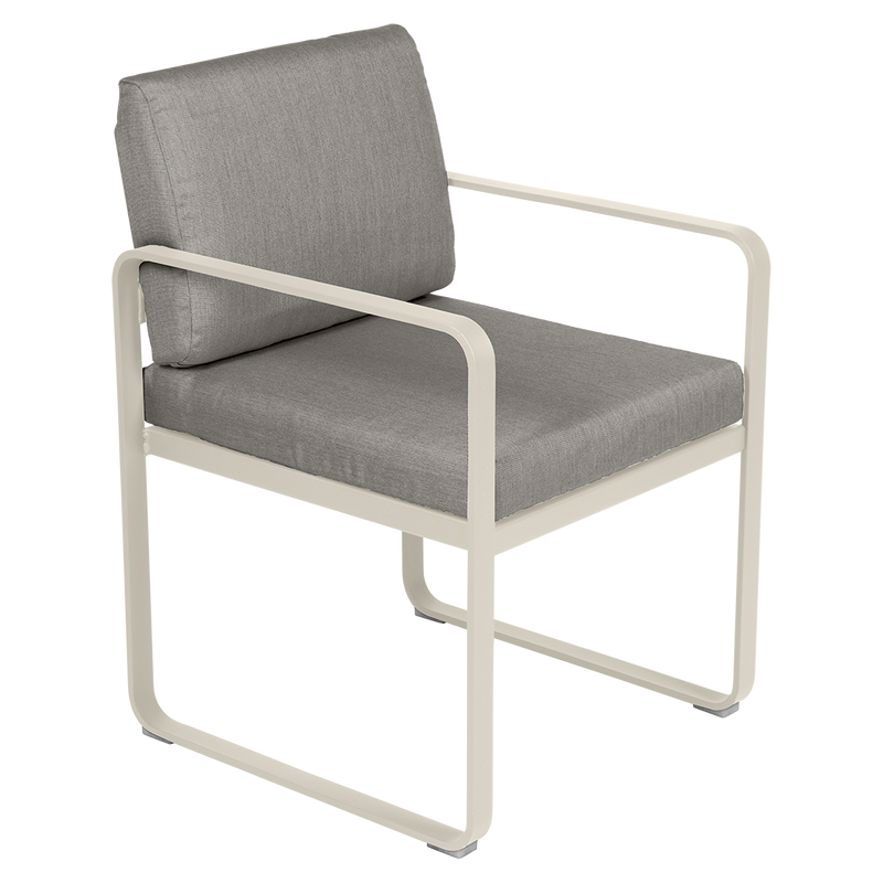 Load image into Gallery viewer, Fermob Bellevie dining armchair– Clay Grey frame with Grey Taupe fabric cushions
