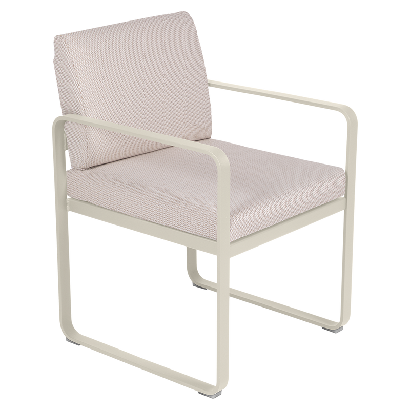 Load image into Gallery viewer, Fermob Bellevie dining armchair– Clay Grey frame with Pearl fabric cushions
