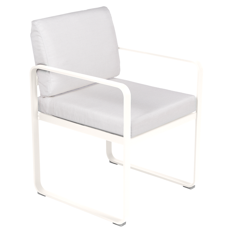 Load image into Gallery viewer, Fermob Bellevie dining armchair– Cotton White frame with Off-White fabric cushions
