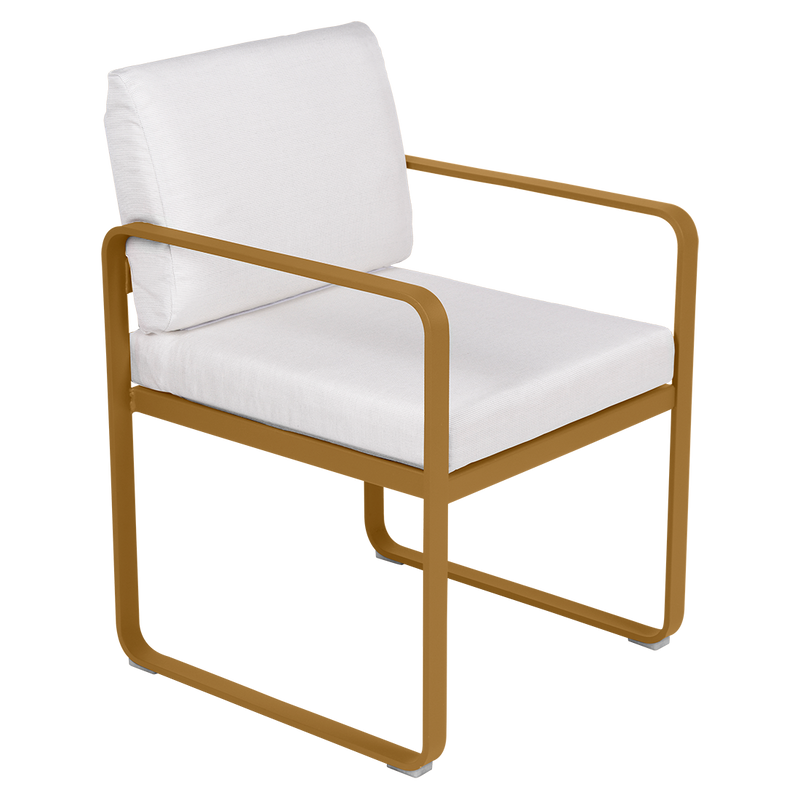 Load image into Gallery viewer, Fermob Bellevie dining armchair– Gingerbread frame with Off-White fabric cushions
