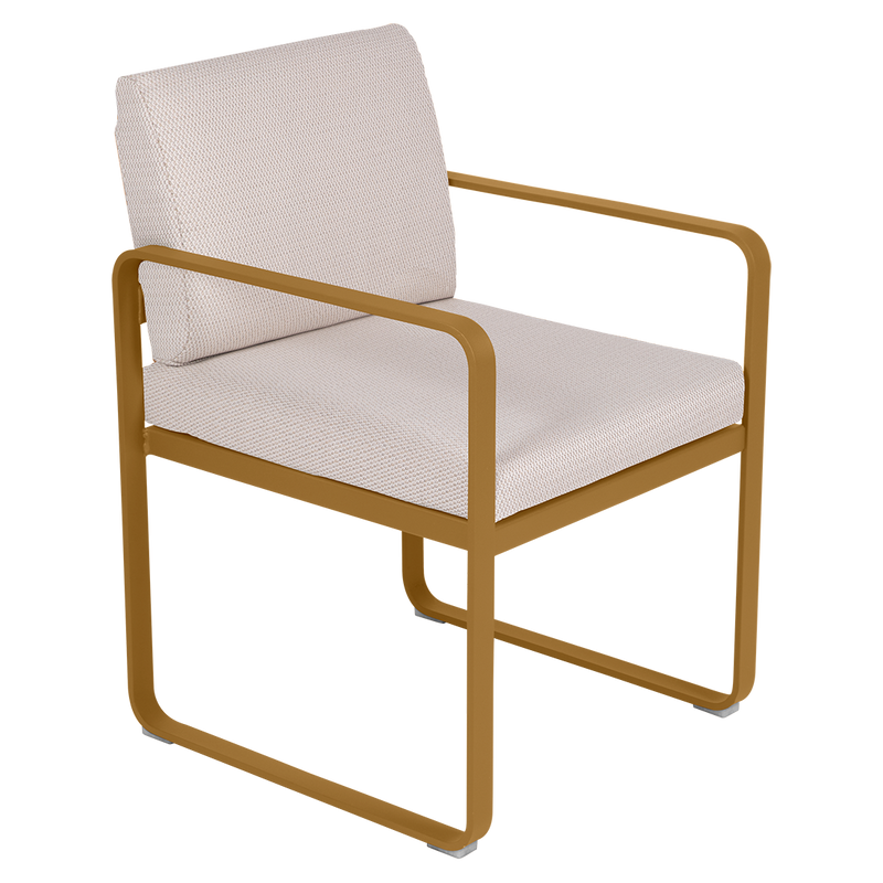 Load image into Gallery viewer, Fermob Bellevie dining armchair– Gingerbread frame with Pearl fabric cushions
