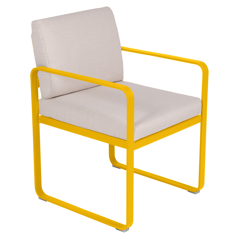 Load image into Gallery viewer, Fermob Bellevie dining armchair– Honey frame with Pearl fabric cushions
