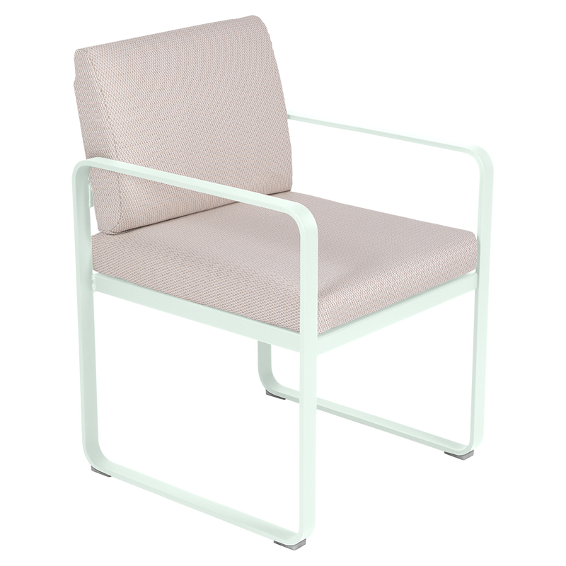 Load image into Gallery viewer, Fermob Bellevie dining armchair– Ice Mint frame with Pearl fabric cushions
