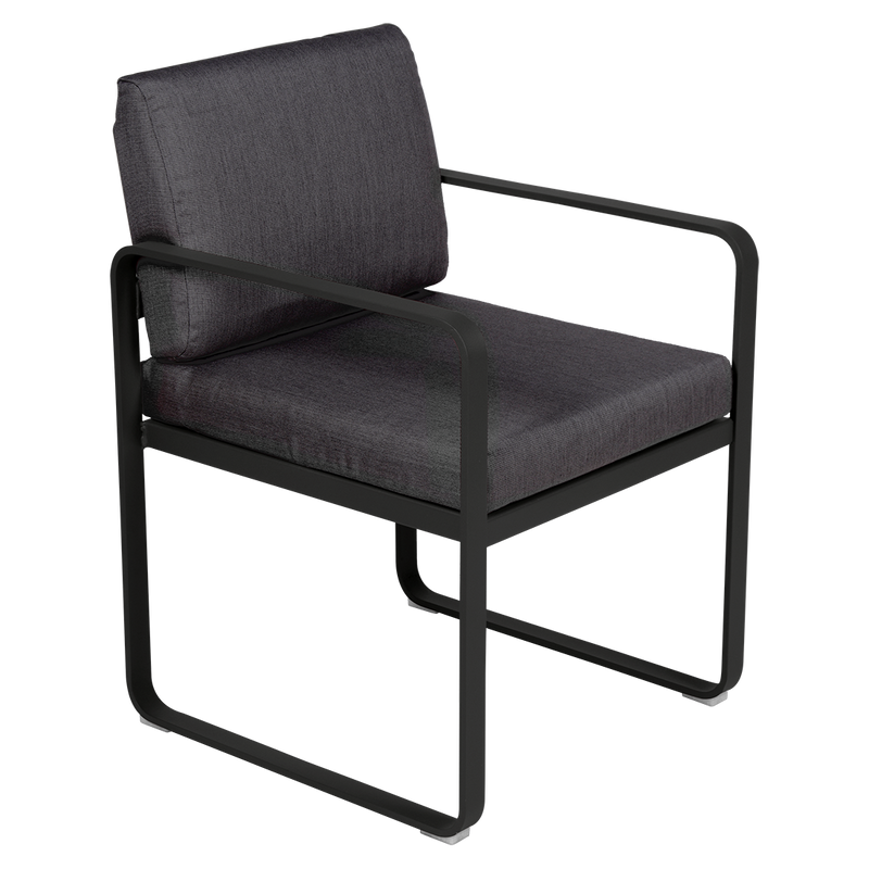 Load image into Gallery viewer, Fermob Bellevie dining armchair– Liquorice frame with Graphite Grey fabric cushions
