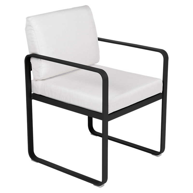 Load image into Gallery viewer, Fermob Bellevie dining armchair– Liquorice frame with Off-White fabric cushions
