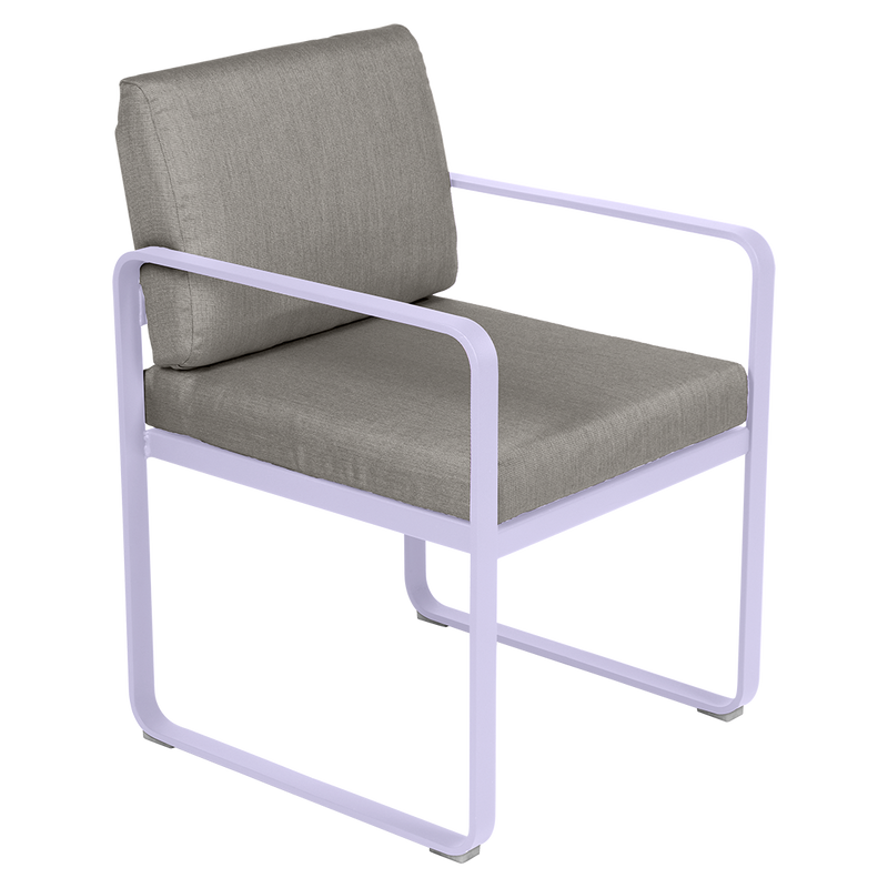 Load image into Gallery viewer, Fermob Bellevie dining armchair– Marshmallow frame with Grey Taupe fabric cushions
