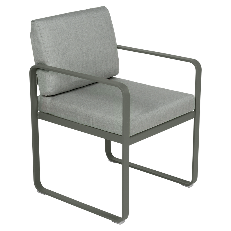Load image into Gallery viewer, Fermob Bellevie dining armchair– Rosemary frame with Flannel Grey fabric cushions
