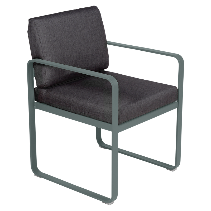 Load image into Gallery viewer, Fermob Bellevie dining armchair– Storm Grey frame with Graphite Grey fabric cushions
