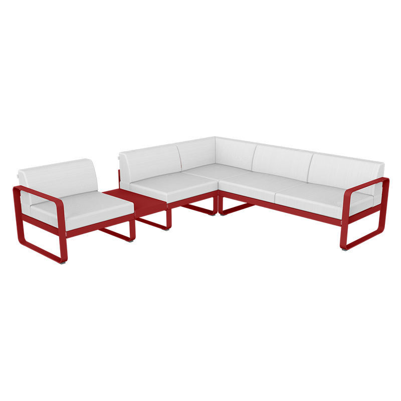 Load image into Gallery viewer, Fermob Bellevie Modular Corner Sofa Composition 3A – Chilli frame with Off-White fabric cushions
