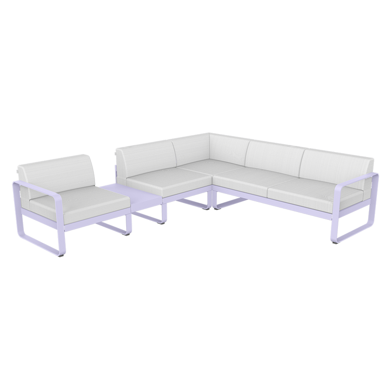 Load image into Gallery viewer, Fermob Bellevie Modular Corner Sofa Composition 3A – Marshmallow frame with Off-White fabric cushions

