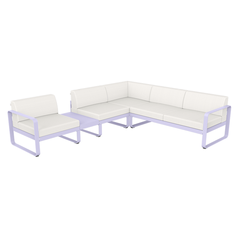 Load image into Gallery viewer, Fermob Bellevie Modular Corner Sofa Composition 3A – Marshmallow frame with Pearl fabric cushions
