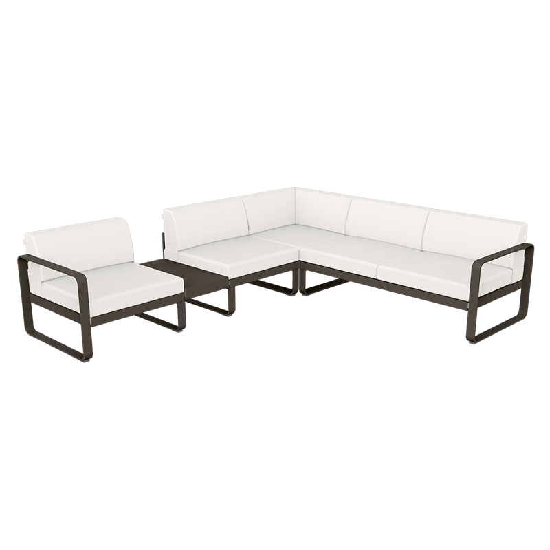 Load image into Gallery viewer, Fermob Bellevie Modular Corner Sofa Composition 3A – Tonka frame with Pearl fabric cushions
