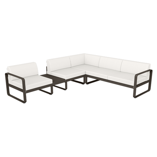 Fermob Bellevie Modular Corner Sofa Composition 3A – Tonka frame with Pearl fabric cushions