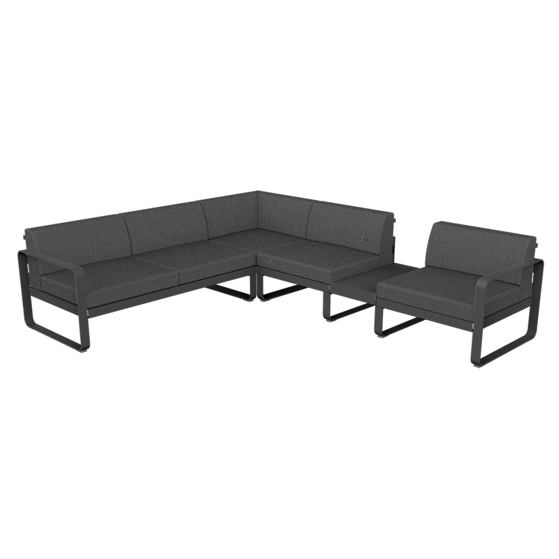 Load image into Gallery viewer, Fermob Bellevie Modular Corner Sofa Composition 3B – Anthracite frame with Graphite Grey fabric cushions
