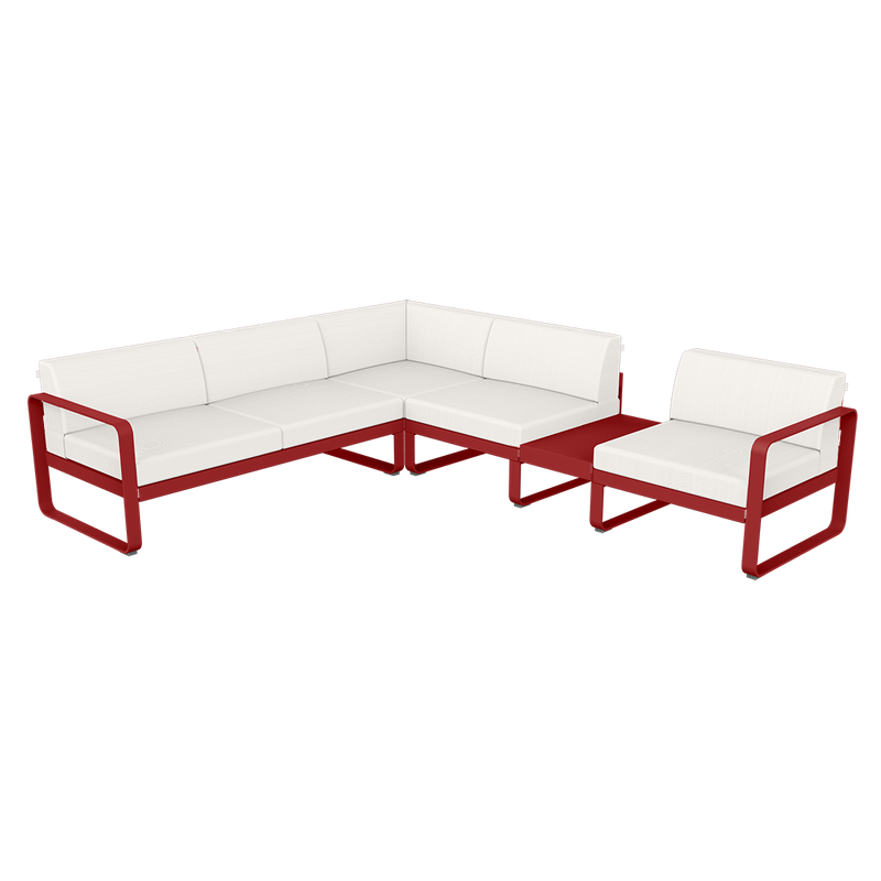 Load image into Gallery viewer, Fermob Bellevie Modular Corner Sofa Composition 3B – Chilli frame with Pearl fabric cushions
