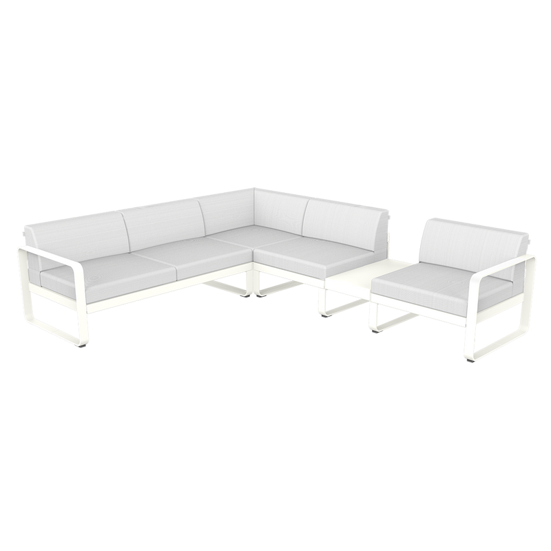 Load image into Gallery viewer, Fermob Bellevie Modular Corner Sofa Composition 3B – Cotton White frame with Off-White fabric cushions
