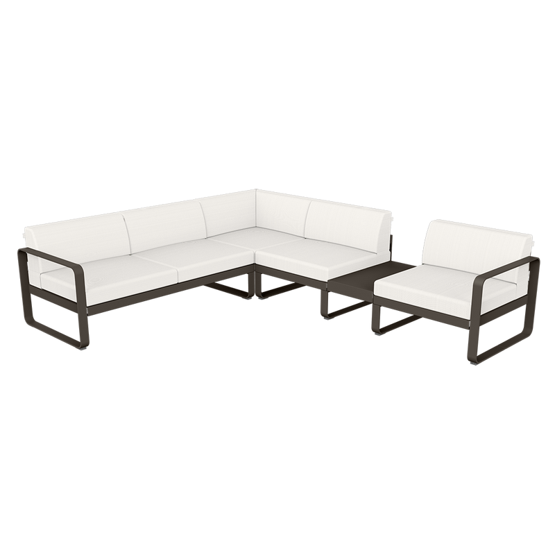 Load image into Gallery viewer, Fermob Bellevie Modular Corner Sofa Composition 3B – Tonka frame with Pearl fabric cushions
