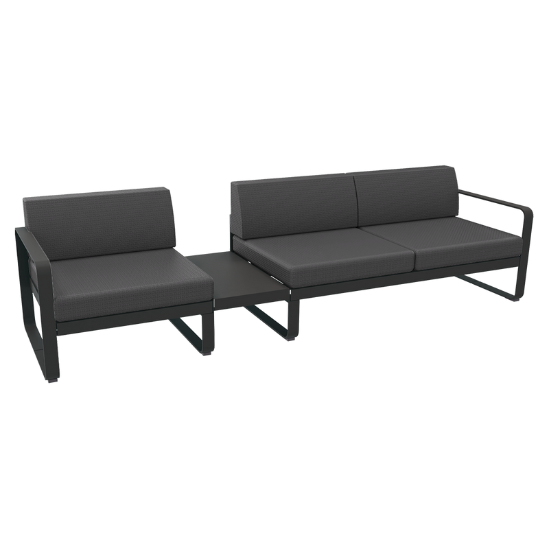 Load image into Gallery viewer, Fermob Bellevie Modular Sofa Composition 1A – Anthracite frame with Graphite Grey fabric cushions
