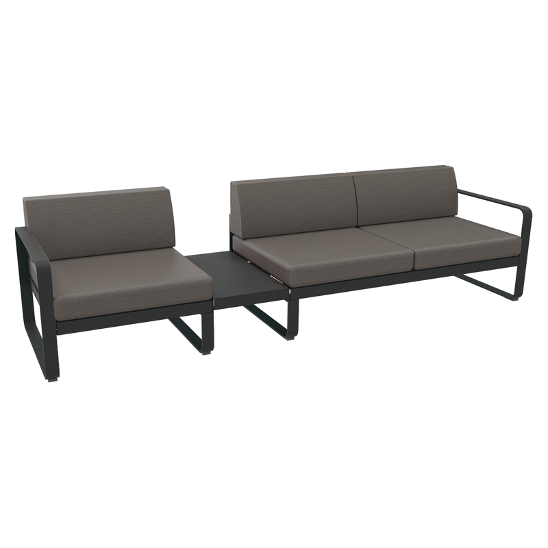 Load image into Gallery viewer, Fermob Bellevie Modular Sofa Composition 1A – Anthracite frame with Grey Taupe fabric cushions
