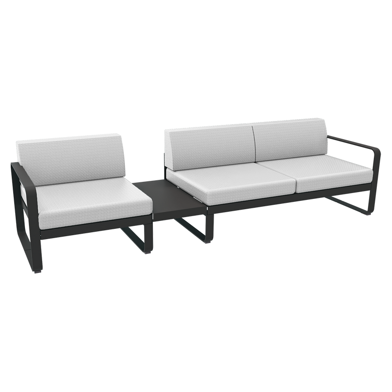 Load image into Gallery viewer, Fermob Bellevie Modular Sofa Composition 1A – Anthracite frame with Off-White fabric cushions
