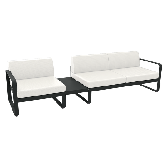 Fermob Bellevie Modular Sofa Composition 1A – Anthracite frame with Pearl fabric cushions