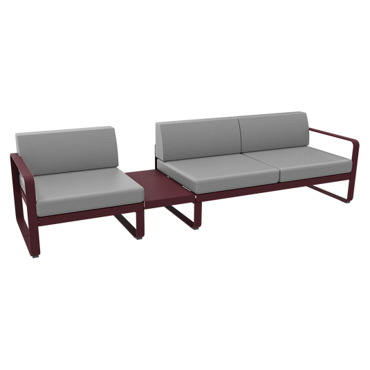 Fermob Bellevie Modular Sofa Composition 1A – Black Cherry frame with Flannel Grey fabric cushions