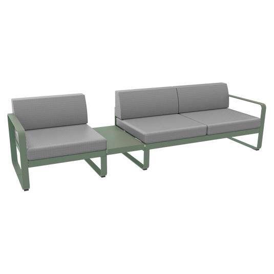Fermob Bellevie Modular Sofa Composition 1A – Cactus frame with Flannel Grey fabric cushions