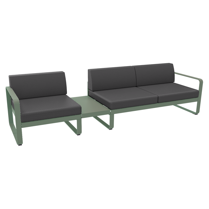 Load image into Gallery viewer, Fermob Bellevie Modular Sofa Composition 1A – Cactus frame with Graphite Grey fabric cushions
